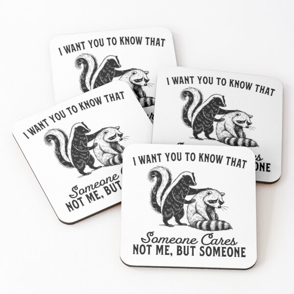 Item preview, Skunk Hugs Sad Raccoon - Funny Black & White Animal Comfort Art Print designed and sold by Ulikedigital14.