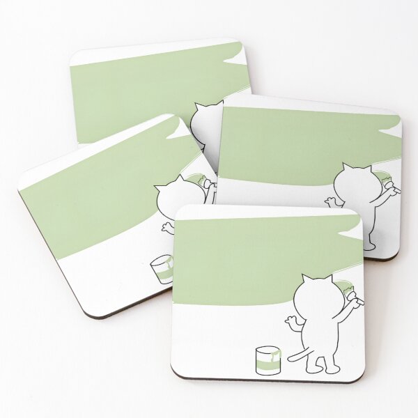 Item preview, Cute Cat Painting Minimalist Green Brush Stroke designed and sold by Rangmanch.