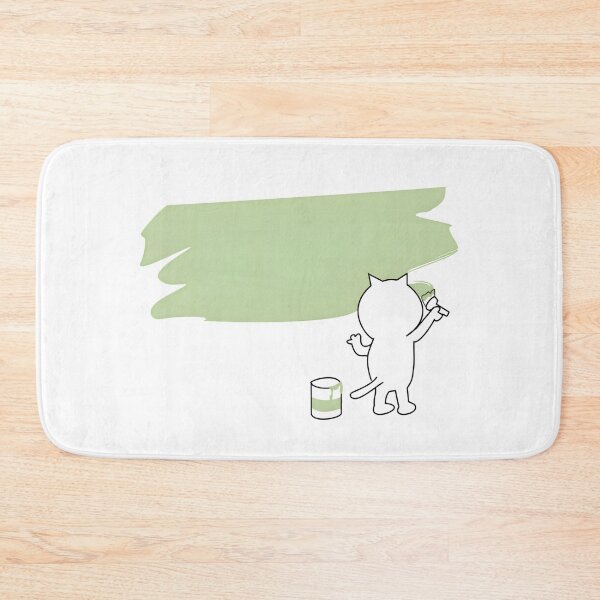 Item preview, Cute Cat Painting Minimalist Green Brush Stroke designed and sold by Rangmanch.