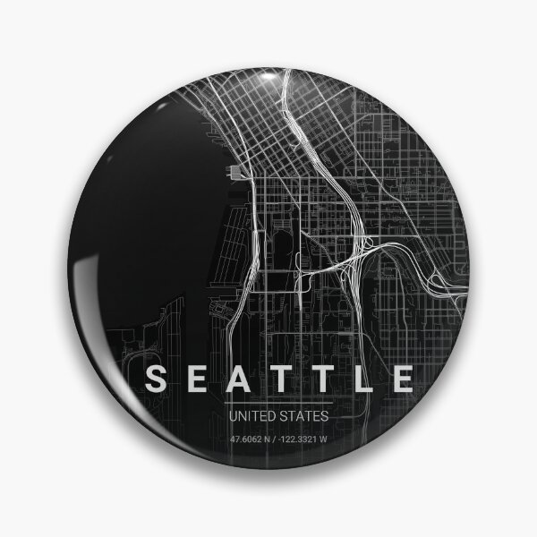 Item preview, Seattle, United States — Minimalist Street Map (Midnight Black) designed and sold by Lovely Maps.