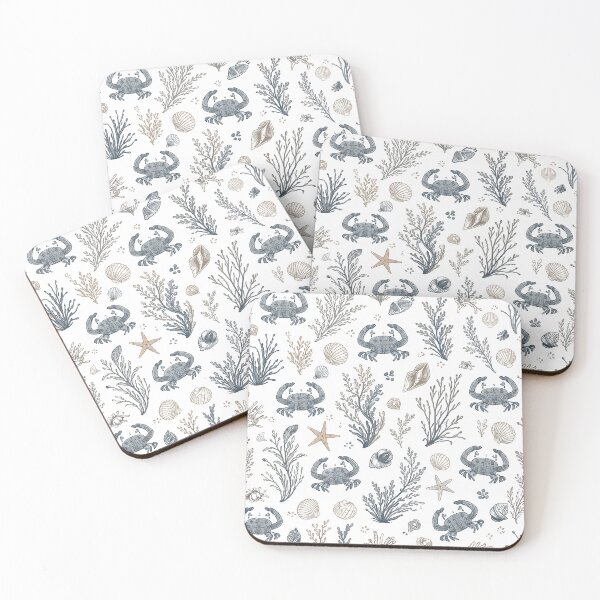 Item preview, Coastal Crab Pattern – Nautical Sea Life Design | Beach Ocean Aesthetic | Shells & Seaweed Illustration designed and sold by TheSlowShore.