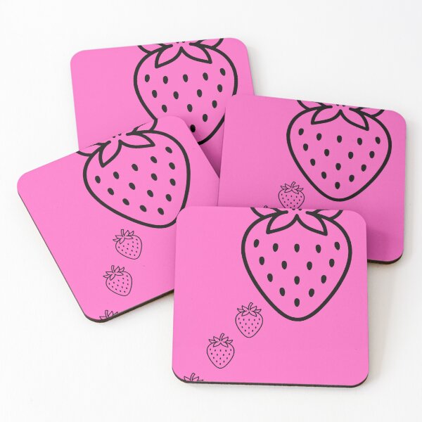 Item preview, Cute Strawberry Line Art on Pink Background designed and sold by meri3465.