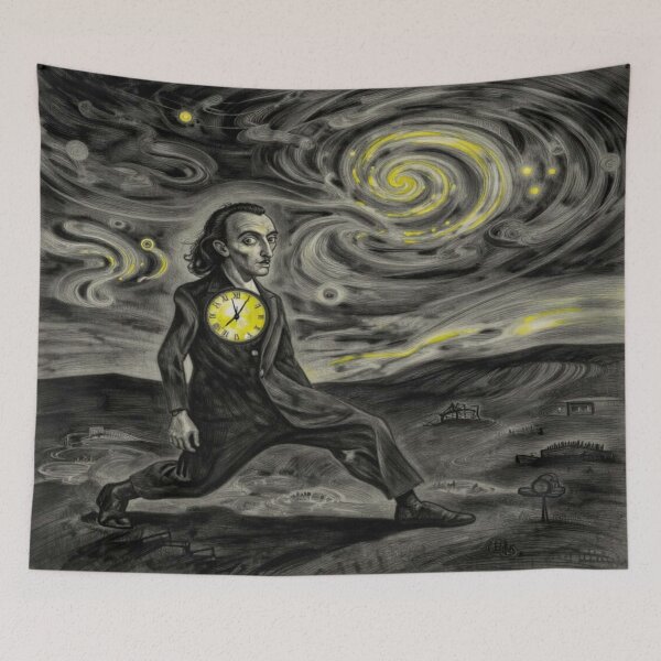 Item preview, Surreal Timekeeper Dreamscape with Cosmic Spirals and Symbolic Night Sky designed and sold by FotoworldEdel.