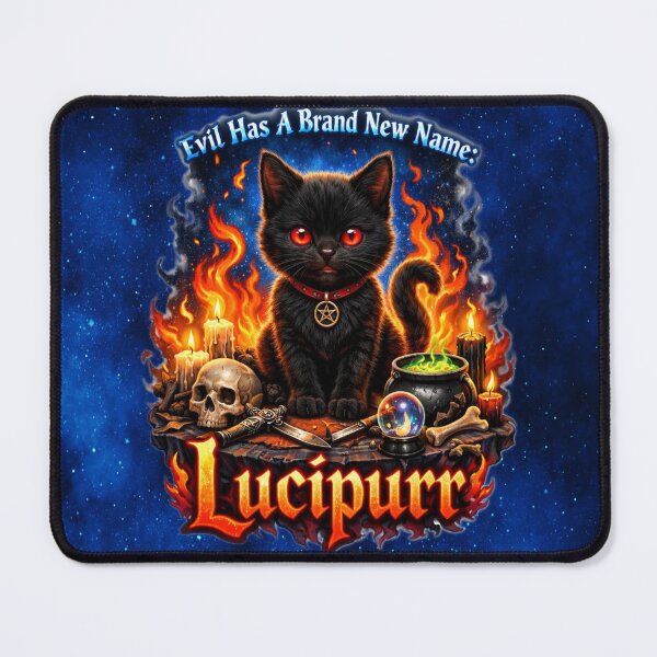 Item preview, Lucipurr – Evil Has a Brand New Name | Gothic Black Cat Occult T-Shirt Design designed and sold by MysticOzzy.