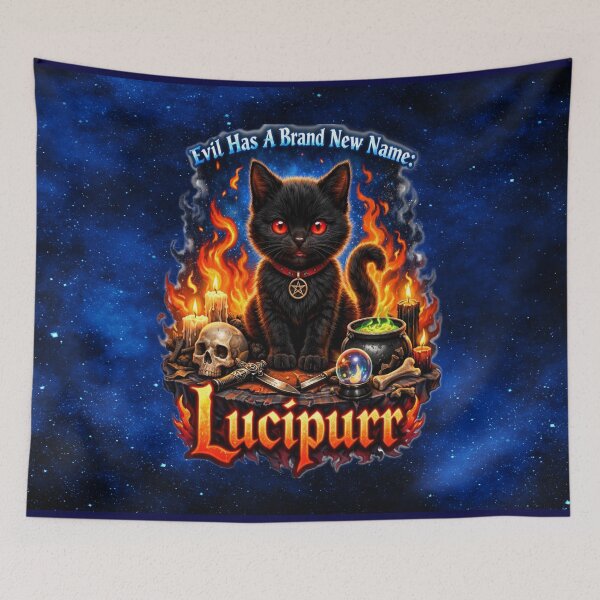 Item preview, Lucipurr – Evil Has a Brand New Name | Gothic Black Cat Occult T-Shirt Design designed and sold by MysticOzzy.