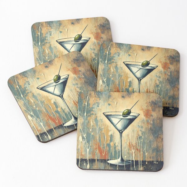 Item preview, Mid Century Modern Mixed Media Martini Art designed and sold by Lee Hiller Designs.
