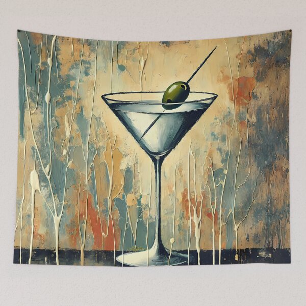 Item preview, Mid Century Modern Mixed Media Martini Art designed and sold by Lee Hiller Designs.