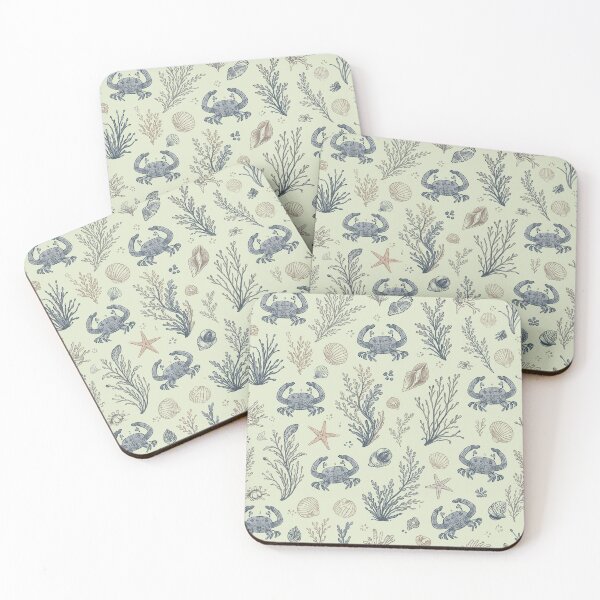 Item preview, Coastal Crab Sage Pattern – Nautical Sea Life Design | Beach Ocean Aesthetic | Shells & Seaweed Illustration designed and sold by TheSlowShore.