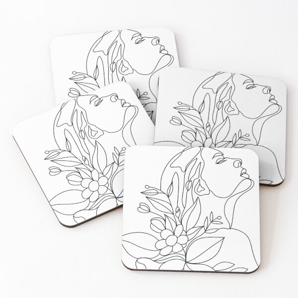 Item preview, Minimalist Woman Line Art with Flowers designed and sold by meri3465.