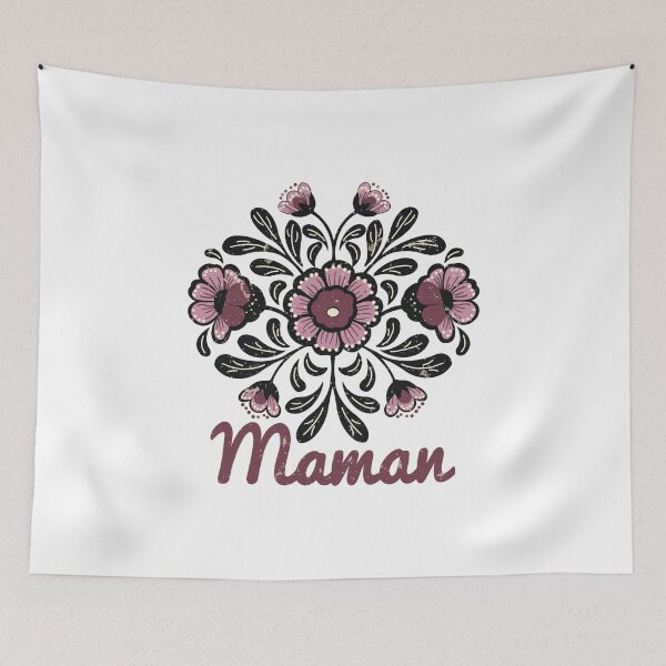 Item preview, Retro Folk Art Maman Floral Design - Vintage Boho Flowers French Mother Gift designed and sold by LaPolilladPapel.