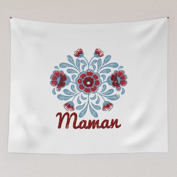 Item preview, Retro Folk Art Maman Floral Design - Vintage Boho Flowers French Mother Gift designed and sold by LaPolilladPapel.