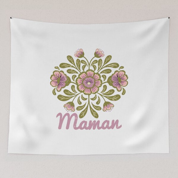 Item preview, Retro Folk Art Maman Floral Design - Vintage Boho Flowers French Mother Gift designed and sold by LaPolilladPapel.