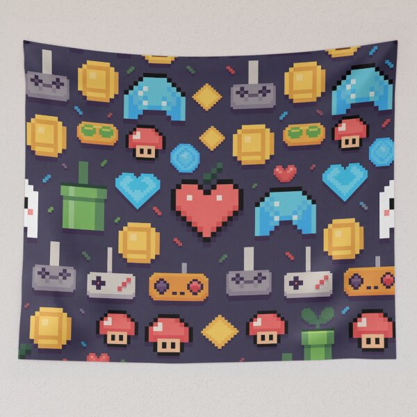 Item preview, Pixel Art Retro Gaming Seamless Pattern – 8-Bit Icons designed and sold by Midnight Veil Designs.