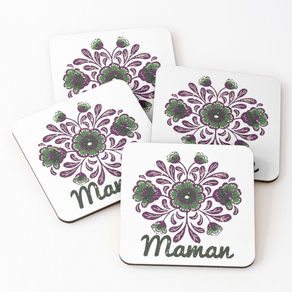 Item preview, Retro Folk Art Maman Floral Design - Vintage Boho Flowers French Mother Gift designed and sold by LaPolilladPapel.