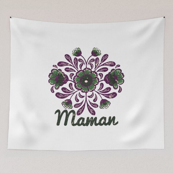 Item preview, Retro Folk Art Maman Floral Design - Vintage Boho Flowers French Mother Gift designed and sold by LaPolilladPapel.