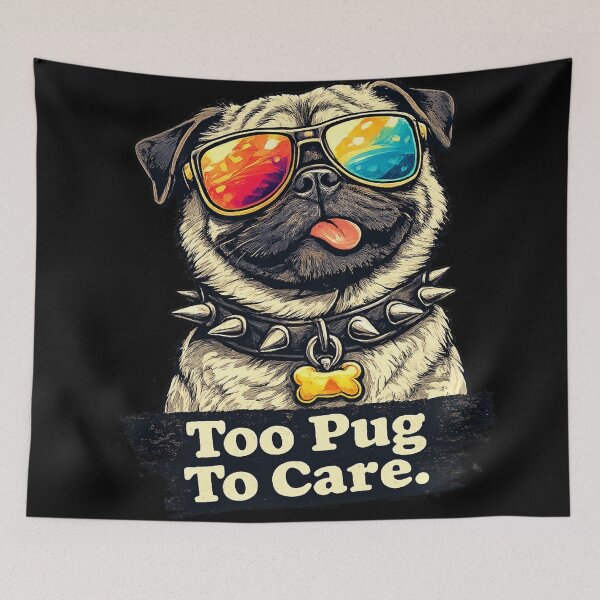 Item preview, Too Pug To Care – Funny Sarcastic Pug with Sunglasses designed and sold by UnicornDreamers.