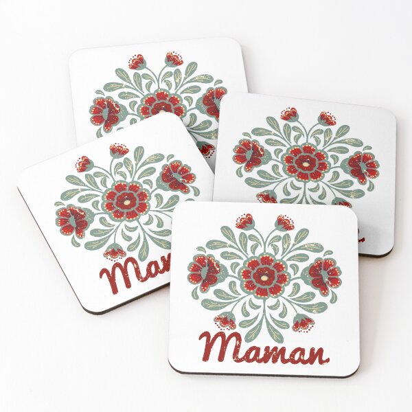 Item preview, Retro Folk Art Maman Floral Design - Vintage Boho Flowers French Mother Gift designed and sold by LaPolilladPapel.