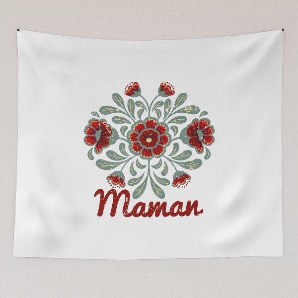 Item preview, Retro Folk Art Maman Floral Design - Vintage Boho Flowers French Mother Gift designed and sold by LaPolilladPapel.
