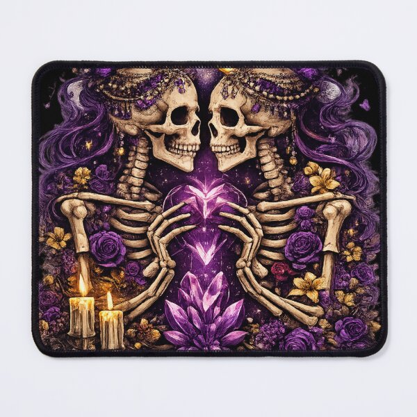 Item preview, Gothic Skeleton Lovers Holding Crystal Heart – Dark Romantic Occult Art designed and sold by yofeustore.
