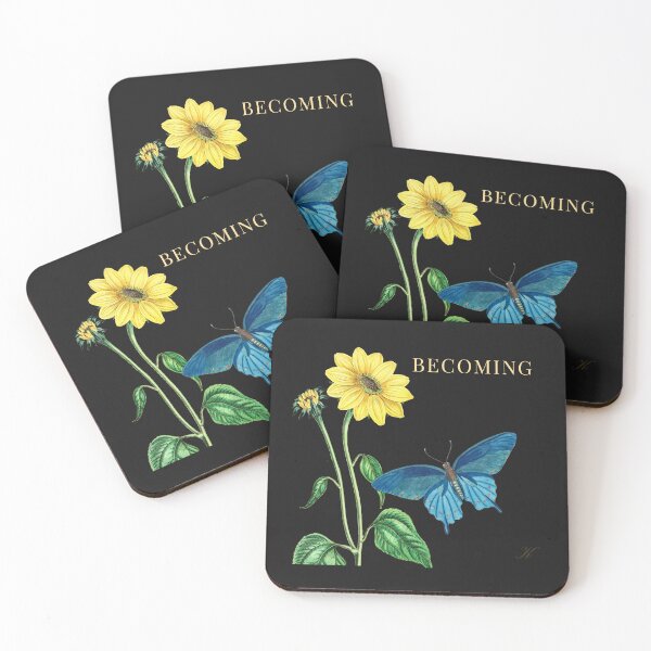 Item preview, Becoming — Blue Butterfly and Sunflower Vintage Botanical Art designed and sold by KittenAndCo.