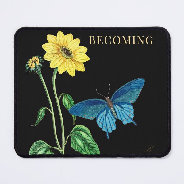 Item preview, Becoming — Blue Butterfly and Sunflower Vintage Botanical Art designed and sold by KittenAndCo.