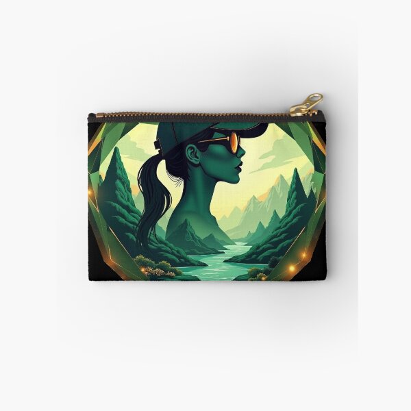 Item preview, Double exposure female portrait inside a geometric emerald crystal heart emblem designed and sold by GreenDreamArt.
