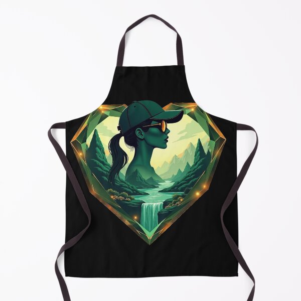 Item preview, Double exposure female portrait inside a geometric emerald crystal heart emblem designed and sold by GreenDreamArt.