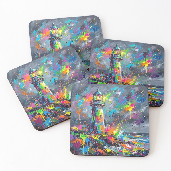 Item preview, Vibrant Storm Lighthouse – Abstract Coastal Splatter Art designed and sold by Printpix.