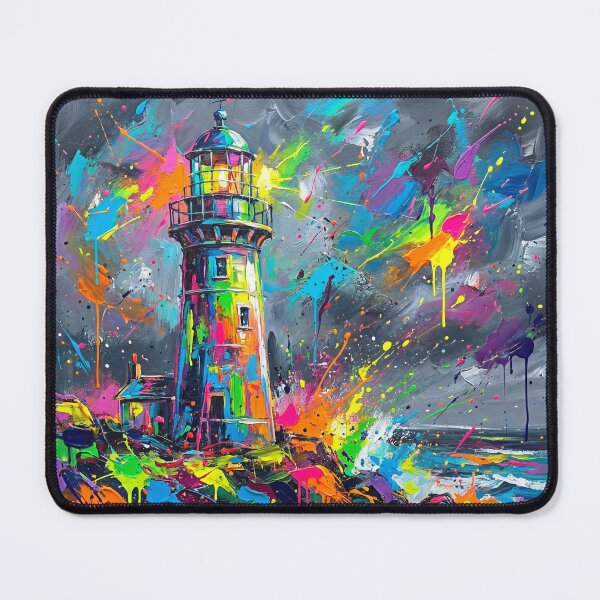 Item preview, Vibrant Storm Lighthouse – Abstract Coastal Splatter Art designed and sold by Printpix.