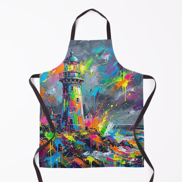 Item preview, Vibrant Storm Lighthouse – Abstract Coastal Splatter Art designed and sold by Printpix.
