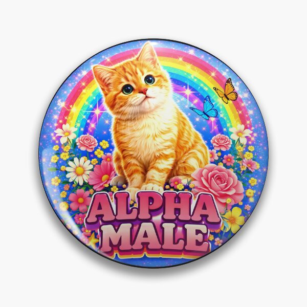 Item preview, Alpha Male Funny Cat Kitten Rainbow Floral designed and sold by gear-posters.