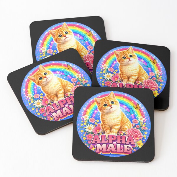 Item preview, Alpha Male Funny Cat Kitten Rainbow Floral designed and sold by gear-posters.