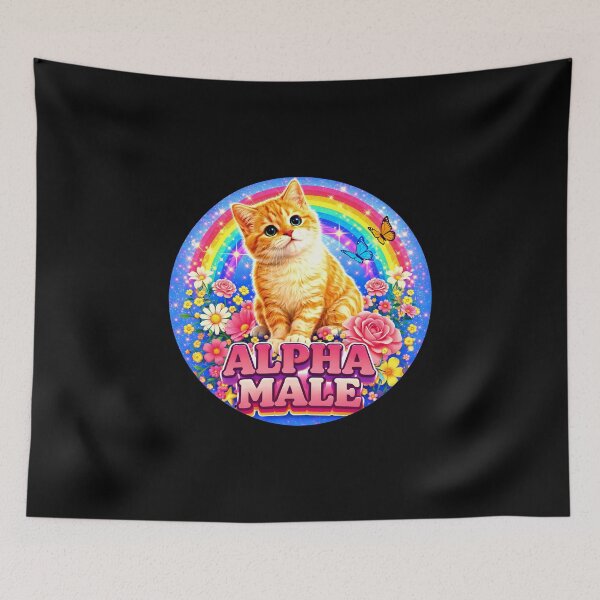 Item preview, Alpha Male Funny Cat Kitten Rainbow Floral designed and sold by gear-posters.