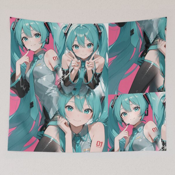 Item preview, Turquoise Virtual Idol — Cyberpunk Anime Digital Illustration designed and sold by Planet Utoppia.