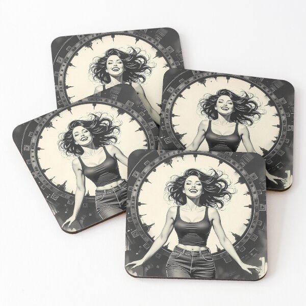 Item preview, Black And White Muse Walking Through Ink Halo designed and sold by ArtaFutura.