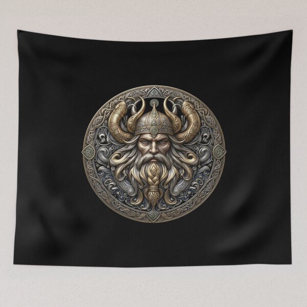 Item preview, Viking Shield Odin Warrior Bronze Emblem Art designed and sold by Remix Vision.