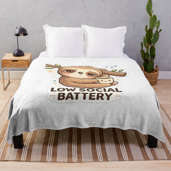 Item preview, Low Social Battery Sloth Sticker – Cute Sleepy Sloth with Coffee Kawaii Aesthetic Funny Introvert Mood designed and sold by ZenGrowth4.