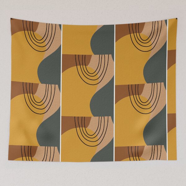 Item preview, Modern Earthy Tone Abstract Shapes - Mid-Century Modern Line Art Fusion designed and sold by meri3465.