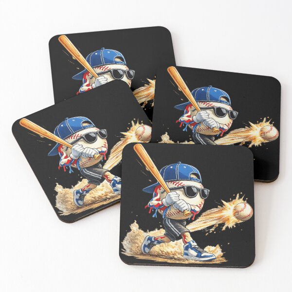 Artikelvorschau, Cooler Baseball-Charakter schlägt Homerun mit Sonnenbrille und blauer Kappe entworfen und verkauft von HarinDonreka.