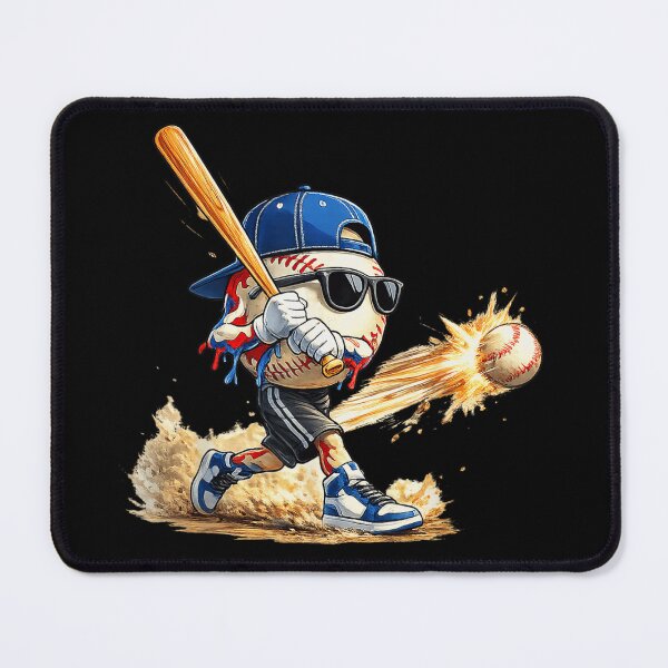 Item preview, Cool Baseball Character Hitting Home Run With Sunglasses And Blue Cap designed and sold by HarinDonreka.