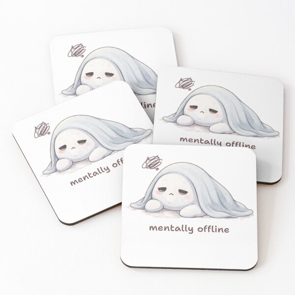 Item preview, Mentally Offline Ghost Lying Down | Cute Kawaii Aesthetic | Tired Introvert Mood designed and sold by The Mood Index.