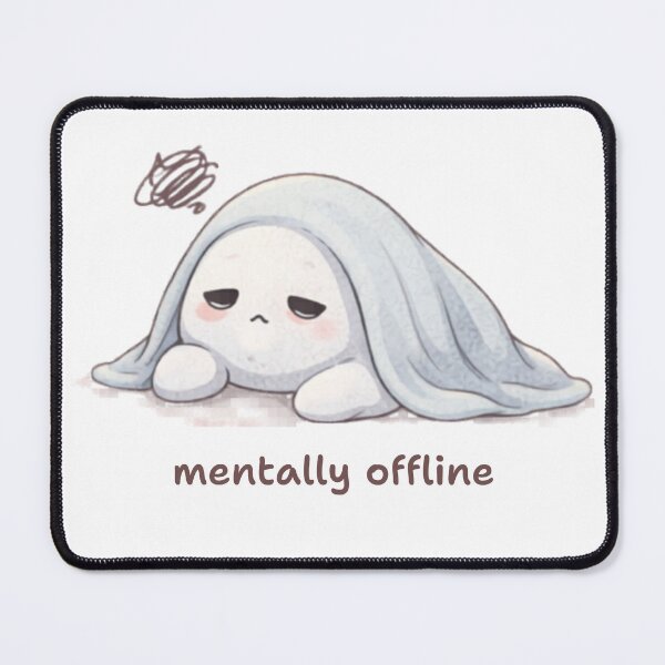 Item preview, Mentally Offline Ghost Lying Down | Cute Kawaii Aesthetic | Tired Introvert Mood designed and sold by The Mood Index.
