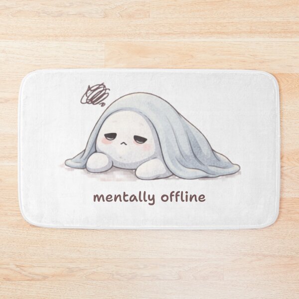 Item preview, Mentally Offline Ghost Lying Down | Cute Kawaii Aesthetic | Tired Introvert Mood designed and sold by The Mood Index.