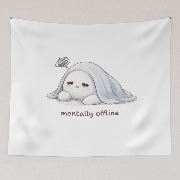 Item preview, Mentally Offline Ghost Lying Down | Cute Kawaii Aesthetic | Tired Introvert Mood designed and sold by The Mood Index.