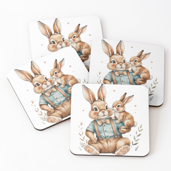 Item preview, Sweet Papa Bunny And Baby Rabbit Watercolor Father's Day designed and sold by AQUILAKREO.