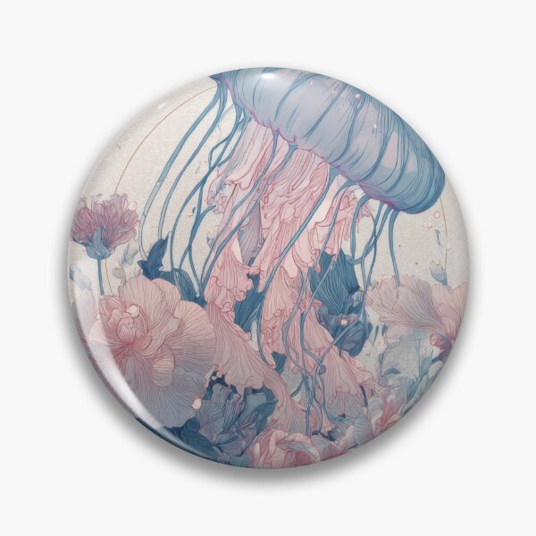 Item preview, Jellyfish surrounded by flowers designed and sold by anytka.