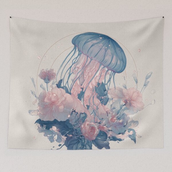 Item preview, Jellyfish surrounded by flowers designed and sold by anytka.