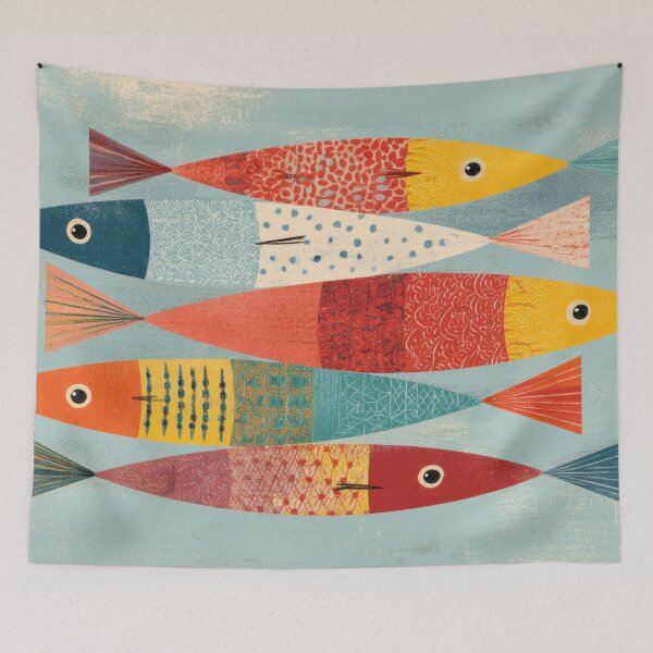 Item preview, Fish swim in a bright pattern designed and sold by anytka.