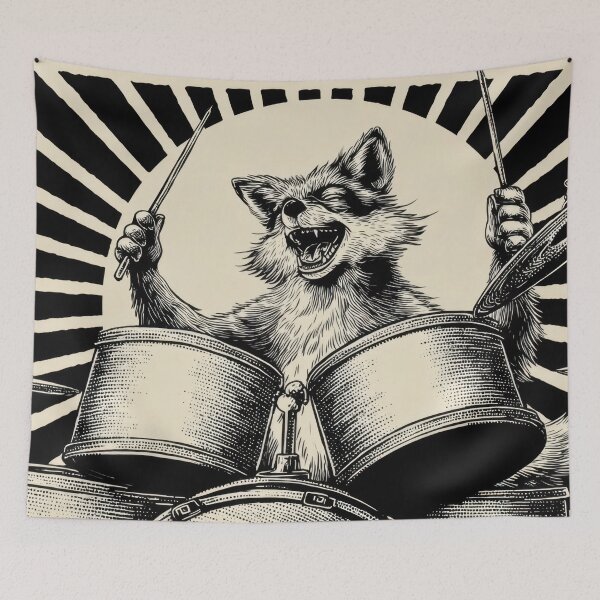 Item preview, Drummer animal makes music on stage designed and sold by anytka.