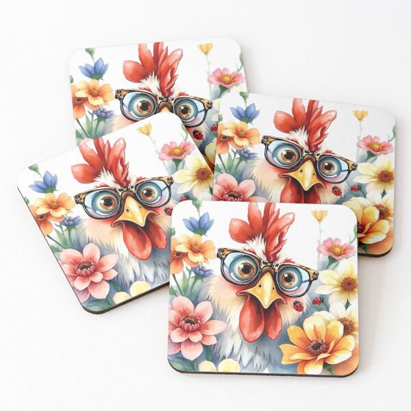 Item preview, Chicken in Glasses: Floral Chic designed and sold by Serene Strokes Art.
